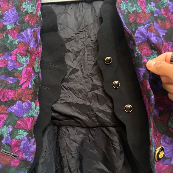 Dariya Womens Purple Pink Leaf Elegant Vintage 80s Fitted Blazer Size Medium - Picture 8 of 10